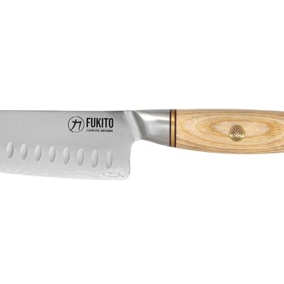 Santoku knife Fukito Pakka San Mai honeycombed 18cm