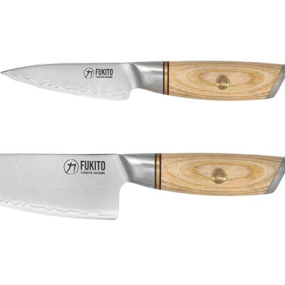 Confezione da 2 coltelli Fukito Pakka San Mai Chef + Office