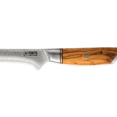 Fukito Olive Damascus Boning Knife 73 Layers 15cm