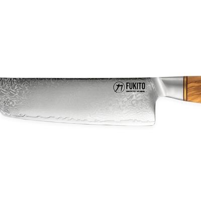 Fukito Olive Damascus nakiri knife 73 layers 17cm