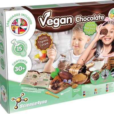 Science4you - Kit de elaboración de chocolate vegano para niños +8 años - Fábrica de chocolate con 15 recetas, manualidades para niños - Chocolatera para niños, Kit de ciencia de cocina STEAM Kids 8 9 10 años