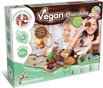 Science4you - Kit de fabrication de chocolat végétalien pour enfants +8 ans - Chocolaterie avec 15 recettes, artisanat pour enfants - Chocolatier pour enfants, Kit scientifique de cuisine STEAM pour enfants 8 9 10 ans 1