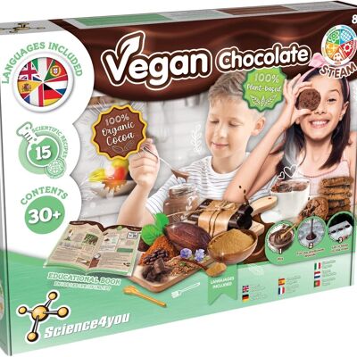 Science4you - Kit Cioccolateria Vegana per Bambini +8 Anni - Fabbrica di Cioccolato con 15 Ricette, Artigianato per Bambini - Cioccolateria per Bambini, Kit Scienze Cucina a VAPORE Bambini 8 9 10 Anni