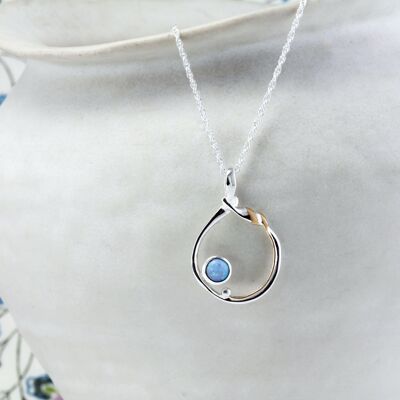 Blue Opal Organic Circle Pendant