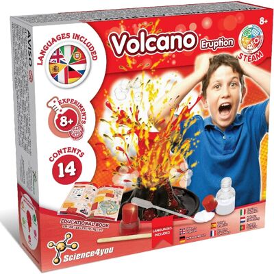 Science4you, Kit Volcan pour Enfants +8 Ans, Fabriquez Votre Propre Volcan : 8 Expériences Scientifiques Explosives pour Enfants, Ensemble de Chimie, Jouets à Tige et Kits Scientifiques Éducatifs pour Enfants de 8 9 10 11 12+ Ans