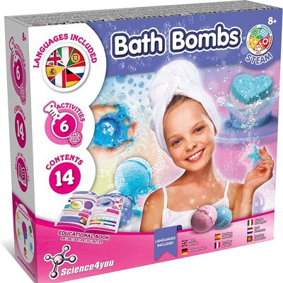 Science4you - Kit de fabrication de bombes de bain relaxantes - Kit scientifique de bombes de bain maison, jouets et expériences scientifiques, jeux pour enfants de 6 7 8 9 10 ans