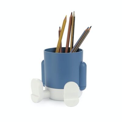 Porte-crayons/ Pot à crayons Mr Sitty Bleu
