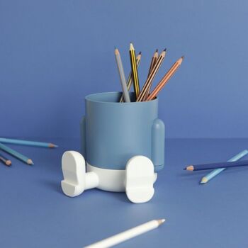 Porte-crayons/ Pot à crayons Mr Sitty Bleu 2