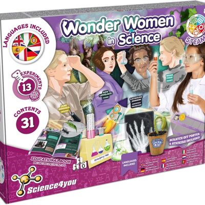 Science4you Wonder Women Kit scientifico con esperimenti scientifici per bambini dagli 8 ai 12 anni in su, Giocattolo per bambine di 8+ anni con set artigianale per ragazze che amano la scienza - Giocattolo a stelo Età +8 con kit scientifico per bambini