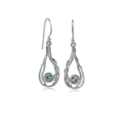 Boucles d'Oreilles Topaze Bleue Ondulante Goutte Bio