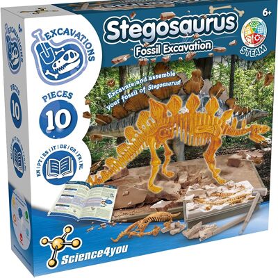 Science4you - Kit di scavo di fossili di stegosauro per bambini +6 anni - Scava e assembla 10 fossili di stegosauro - Kit di scavo di dinosauri ideale Set di giocattoli, archeologia e paleontologia per bambini dai 6 anni in su