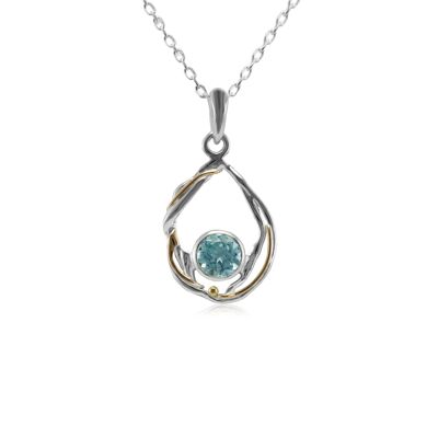 Pendentif Ondulation Argent et Topaze Bleue