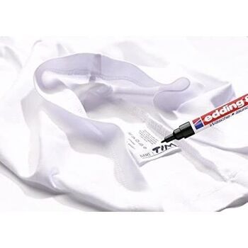 Edding 8040 - Marqueur spécial tissu - Blister de 1 noir - 1 stylo - Pointe ogive de 1 mm  - pour écrire sur les vêtements - résiste au lavage  jusque 95 °C - faible odeur 4
