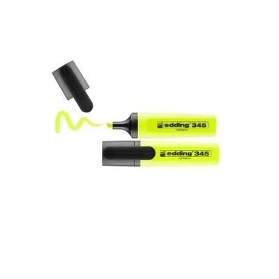 Edding 345 - Highlighter - Blister pack of 2 - Yellow color - Chisel tip 2-5 mm - Perfect for marking and bright highlighting of texts and notes