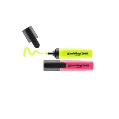 Edding 345 - Highlighter - Blister of 2 colors - Chisel tip 2-5 mm - Yellow, pink - Perfect for markings and bright highlights of texts and notes