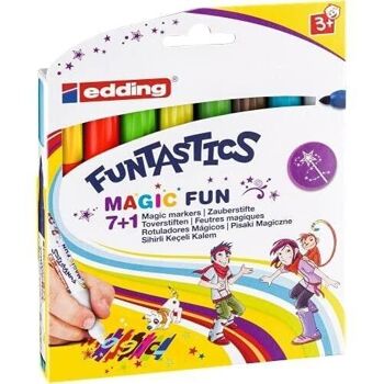 Edding 13 FUNTASTICS MAGIC FUN -Etui de 8 - Pointe ogive 2-4 mm - Feutres multicolores pour enfants avec transformation magique des couleurs, 14 teintes à partir de 7 feutres 2