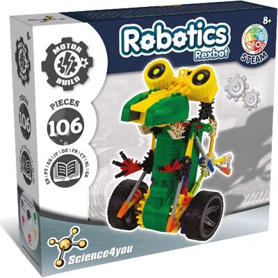 Science4you - Kit di Costruzione del Robot Rexbot per Bambini - Costruisci il Tuo Robot con questo Kit di Costruzione, Kit di Robotica con 106 Pezzi, Esperimenti Scientifici per Bambini, Giocattoli Educativi per Bambini di 8 Anni, Giocattoli a Stelo Età 8