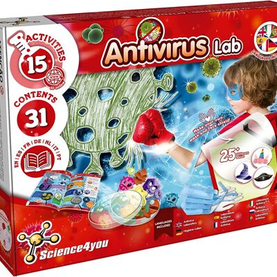 Science4you Antivirus Lab Science Kit per bambini di età compresa tra 8 e 14 anni, set di chimica per bambini pieno di esperimenti scientifici: crea il tuo sapone, crea batteri e funghi - giocattolo educativo per ragazzi e ragazze di 8+ anni