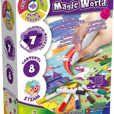 Science4you Coloring Mat Magical World for Kids 3+ Years - Washable Painting Mat for Children: Draw and Paint Toys with 7 Color Markers, Arts and Crafts for Kids, Educational Games for Kids 3+ Years
