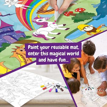 Science4you Tapis de coloriage Magical World pour enfants de 3 ans et plus – Tapis de peinture lavable pour enfants : jouets de dessin et de peinture avec 7 marqueurs de couleur, arts et travaux manuels pour enfants, jeux éducatifs pour enfants de 3 ans et plus 6