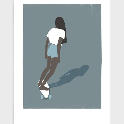 Skateboard girl II - A5 - Blue