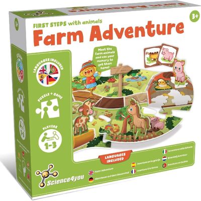 Science4you First Steps Farm Adventure - Puzzle des animaux de la ferme pour les enfants de 3 ans et plus : découvrez les animaux de la ferme avec le puzzle et le jeu de mémoire Montessori - Jouets éducatifs et puzzles pour les tout-petits de 3 ans et plus