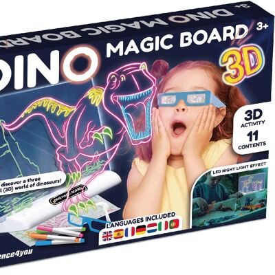 Science4you Dino Magic Board per Bambini 3D - Magic Glowpad - Set da Disegno per Bambini con 11 Contenuti e Attività 3D - Tavolo da Disegno Led per Bambini - Giocattoli e Giochi per Bambini dai 3 4 ai 5 6+ Anni