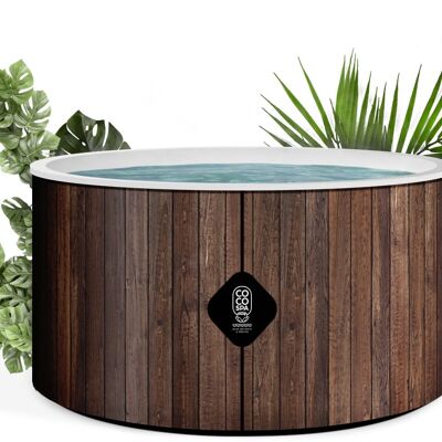 Spa gonfiabile COCO SPA HELSINKI | 180 cm di diametro | 1100 litri | Motore da 2040 W | Fino a 6 persone | Massaggio a 140 getti | Imitazione del legno naturale