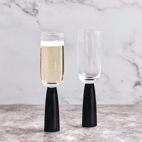 Set of 2 Oslo Champagne Flutes Black