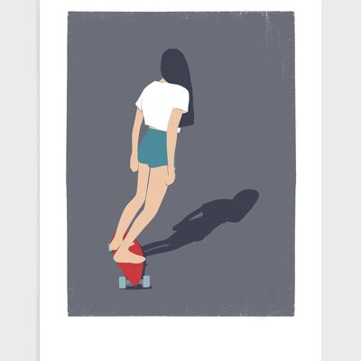 Skateboard girl II - A3 - Violeta
