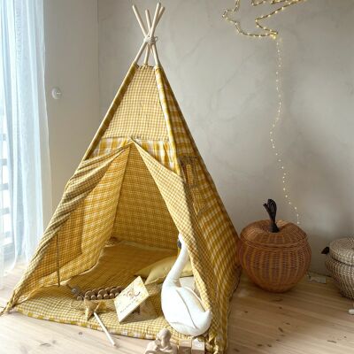 Orcha - Tipi, ein Zelt für Kinder mit doppelseitiger Musselin-Bodenmatte