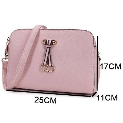 3 compartments Womens cross body bag shoulder tote bag vegan PU leather Multi pockets handbag long strap - 23327 L