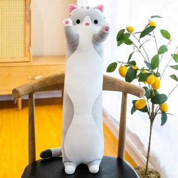 Long Cat Hug - Oreiller Kawaii - Kawaii Hug - 80cm - Gris- Rose- Beige 5