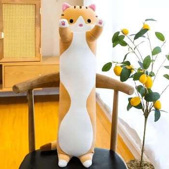 Long Cat Hug - Oreiller Kawaii - Kawaii Hug - 80cm - Gris- Rose- Beige 7