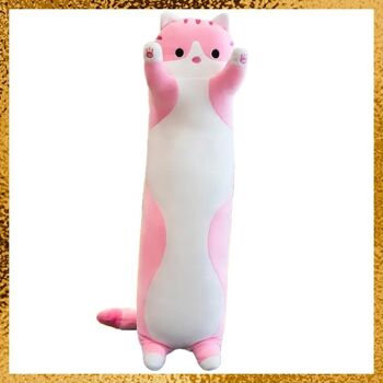 Long Cat Hug - Oreiller Kawaii - Kawaii Hug - 80cm - Gris- Rose- Beige 9