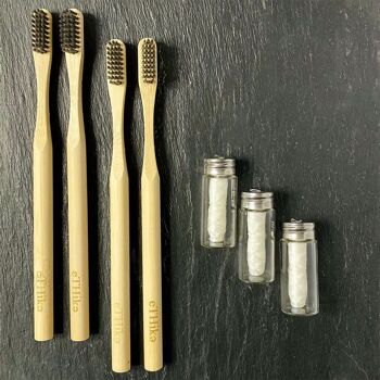 Ensemble de soins d'hygiène bucco-dentaire en bambou 4+3 2