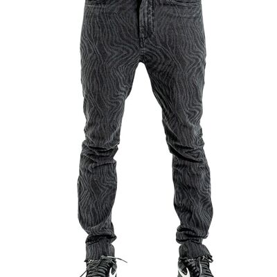 Waves Pattern Denim Jeans