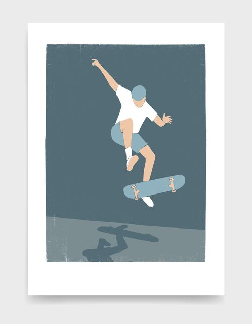 Skateboarder II - A4 - Blue