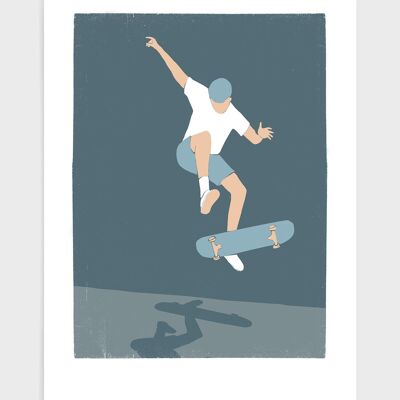 Skateboarder II - A4 - Blue