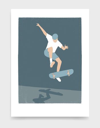 Skateboarder II - A3 - Bleu 1