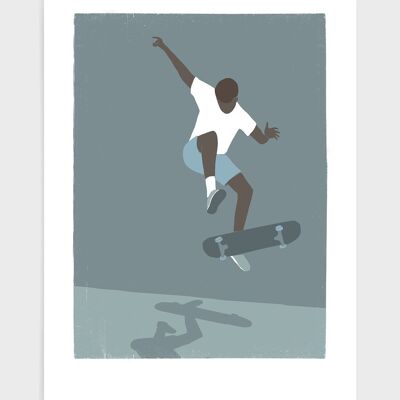 Skateboarder II - A4 - Grey