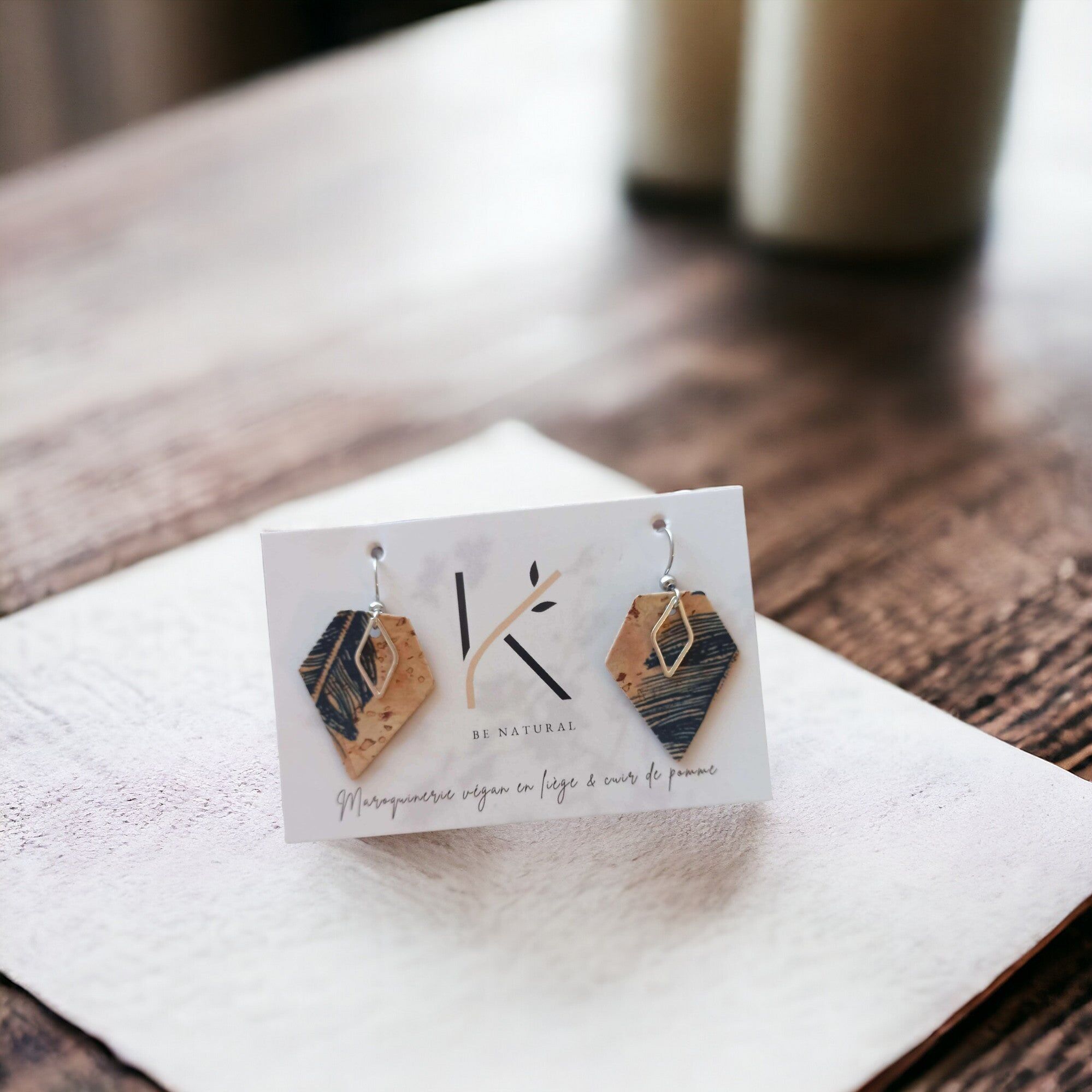 Orecchini in sughero Alice in argento