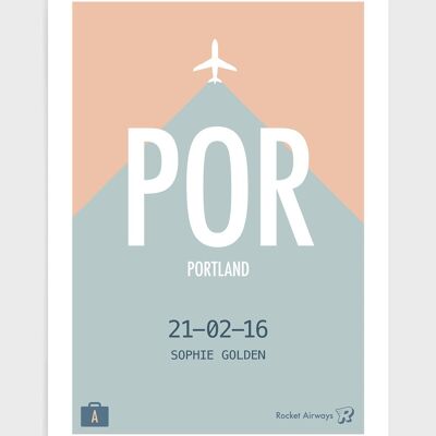 Retro travel destination VII - A3 - Peach & Teal