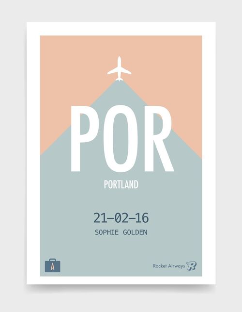 Retro travel destination VII - A2 - Peach & Teal