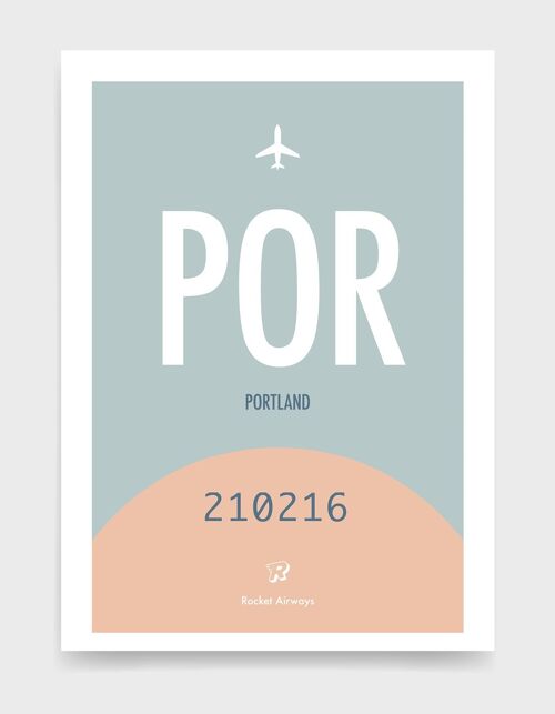 Retro travel destination VI - A4 - Peach & Teal