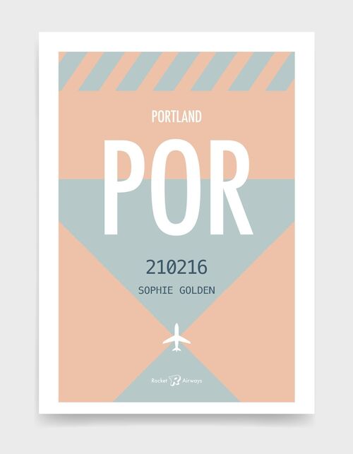 Retro travel destination III - A4 - Peach & Teal