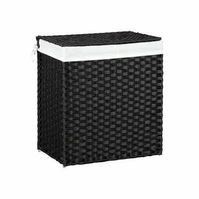 Laundry basket 110 L black polyrattan 57 x 33 x 60 cm (L x W x H)