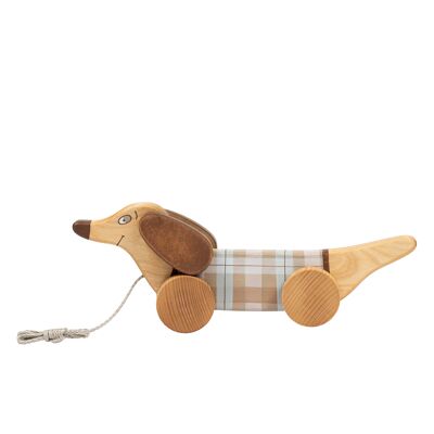 Nachziehspielzeug aus Holz, Pastell-Wursthund
