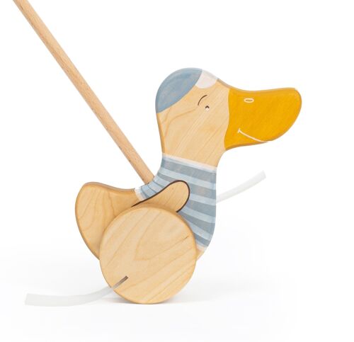 Wooden Push Toy Blue Duck