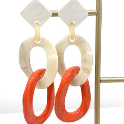Real horn earrings. Orange color